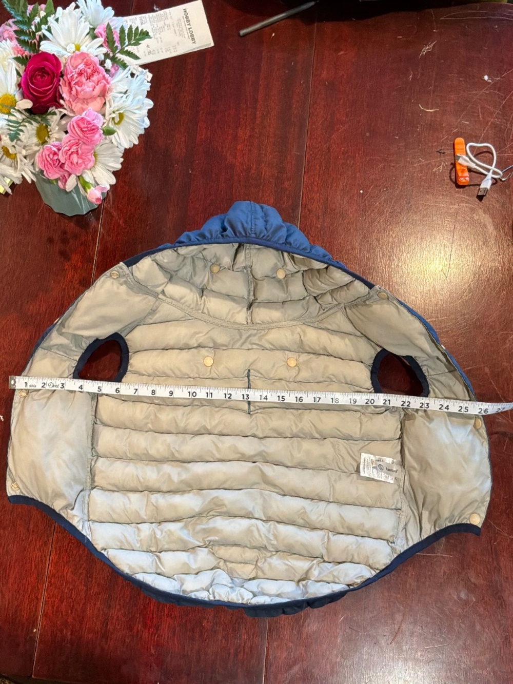 Light Dog Puffer Coat in Blue with Hood Snap Closure - Picture 2 of 6